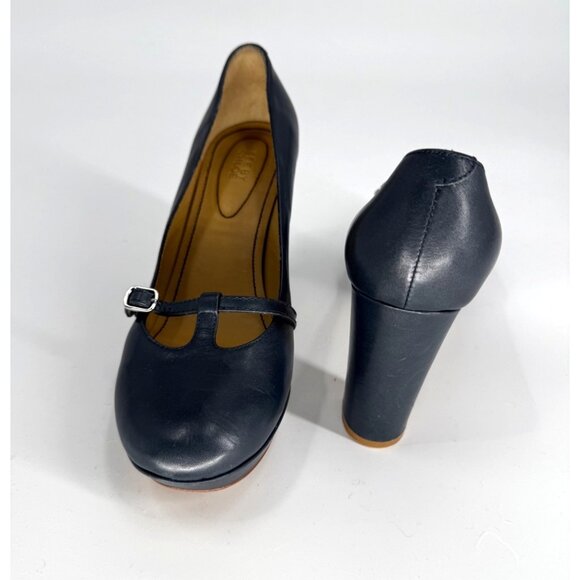 See By Chloé Womens 37.5 Blue Leather Mary Jane Heels - Picture 4 of 14